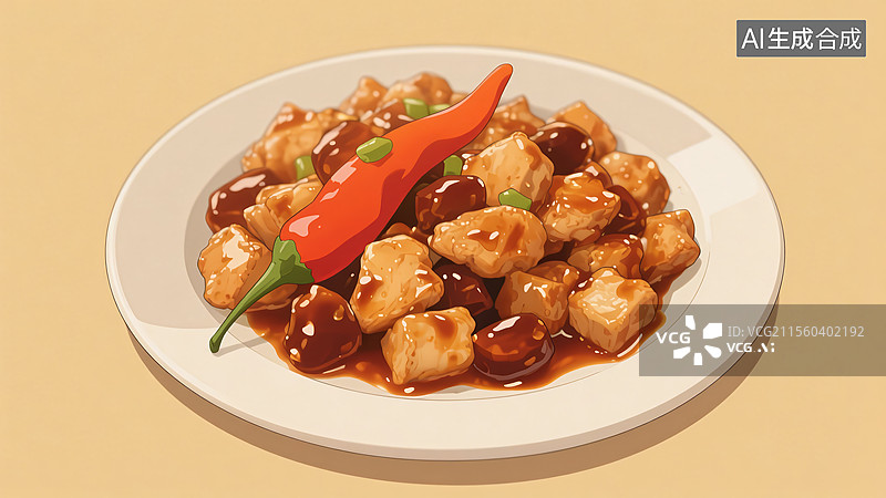 【AI数字艺术】宫保鸡丁美食图片素材