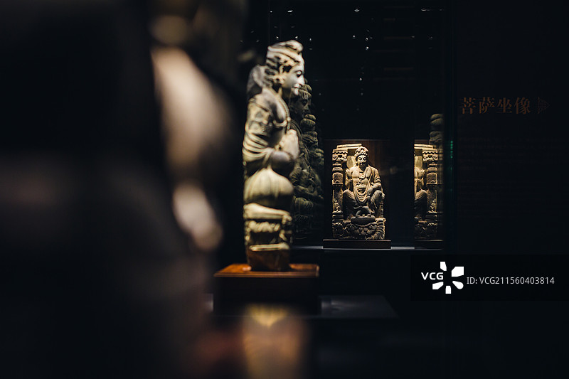 南京大报恩寺遗址博物馆的印度佛教石雕展览图片素材