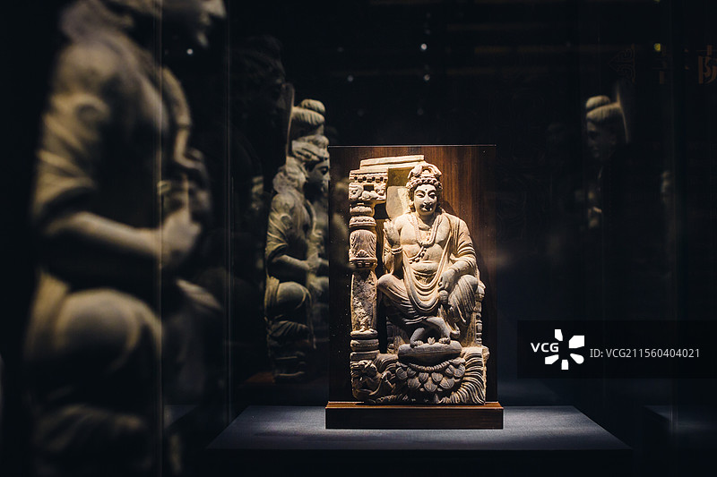 南京大报恩寺遗址博物馆的印度佛教石雕展览图片素材
