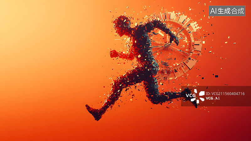 【AI数字艺术】与时间奔跑时间的追赶着图片素材