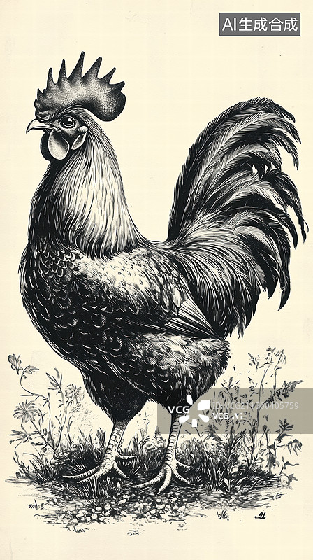 【AI数字艺术】雄鸡独立图图片素材