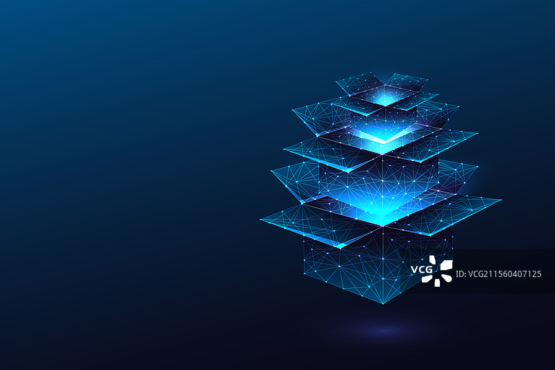 一堆发光的打开盒子，象征着复杂性图片素材