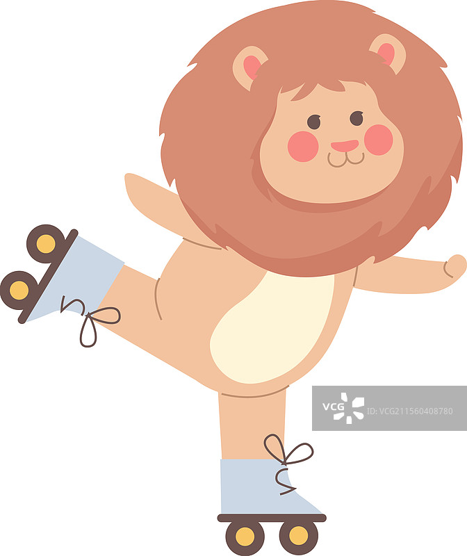 手绘的滑轮溜冰狮子图片素材