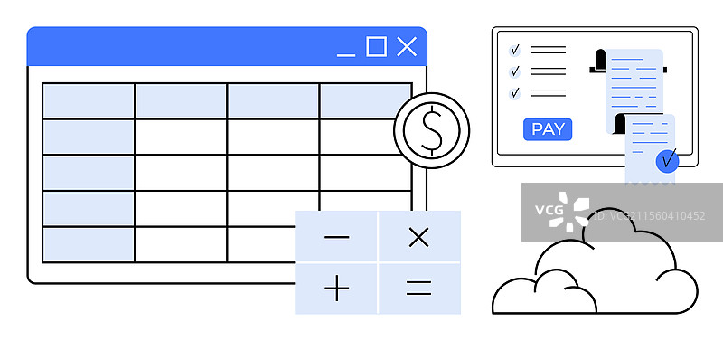 财务管理电子表格计算器和图片素材