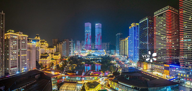 贵阳花果园中央商务区夜景航拍图片素材