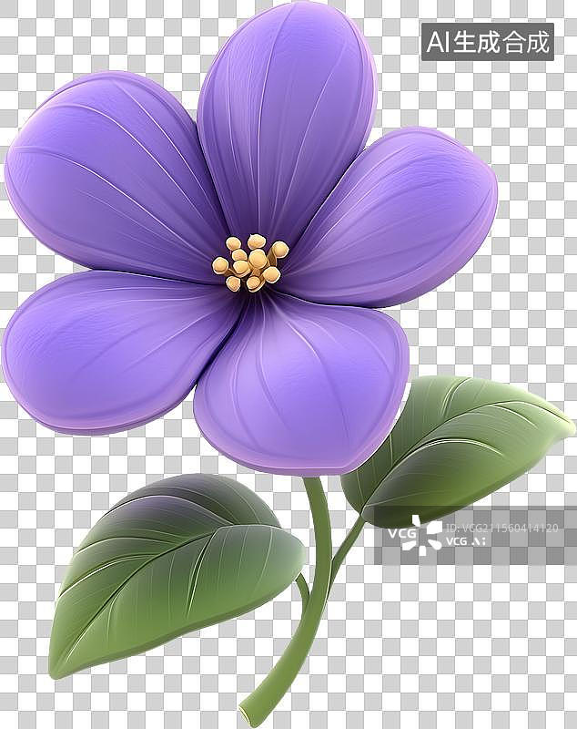 【AI数字艺术】春日3D卡通紫色花朵图片素材