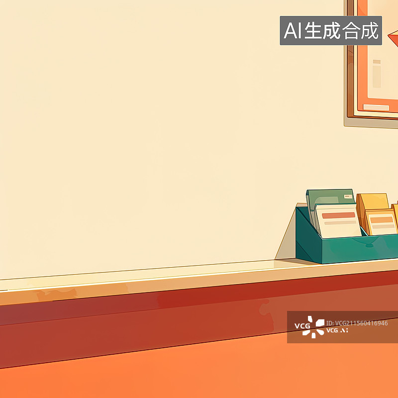 【AI数字艺术】扁平插画酒店前台图片素材