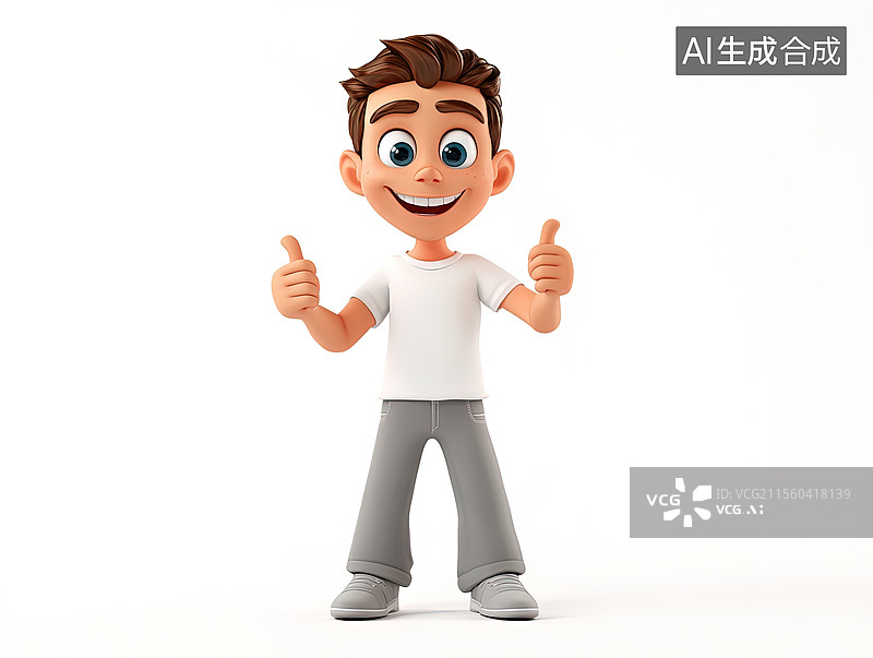 【AI数字艺术】3d粘土年轻人物男性形象伸出大拇指头点赞的男性图片素材