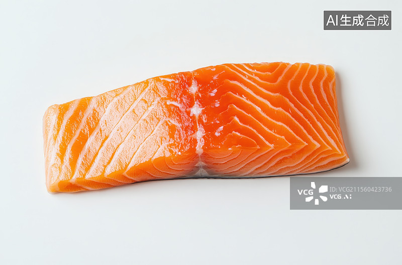 【AI数字艺术】白色背景下的三文鱼生鱼片鱼肉鱼生图片素材