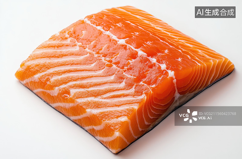 【AI数字艺术】白色背景下的三文鱼生鱼片鱼肉鱼生图片素材