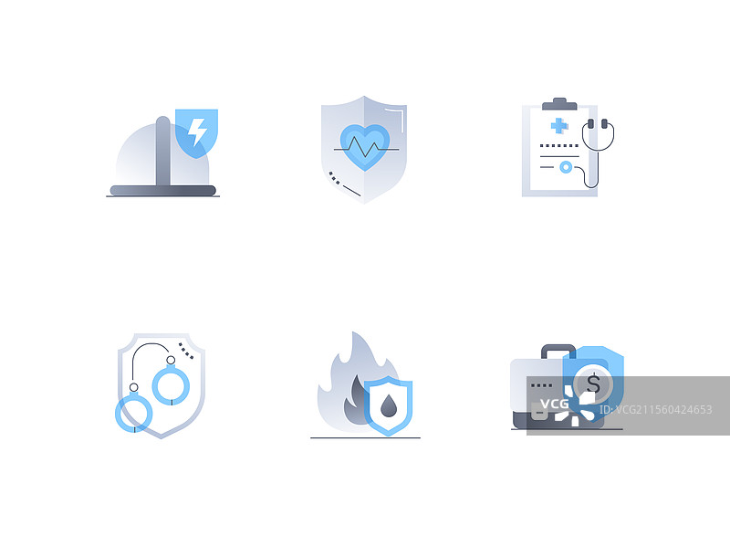 紧急保险 - 扁平设计风格图标集图片素材