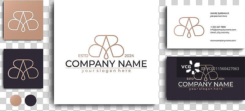 个人化的AB字母标志模板元素图片素材