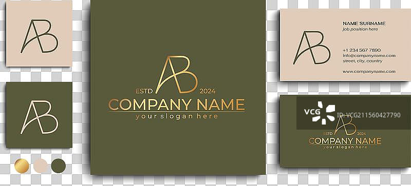 个人化的AB字母标志模板元素图片素材