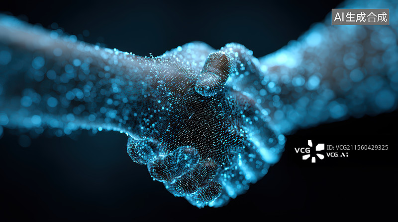 【AI数字艺术】握手 未来科技 人机交互图片素材