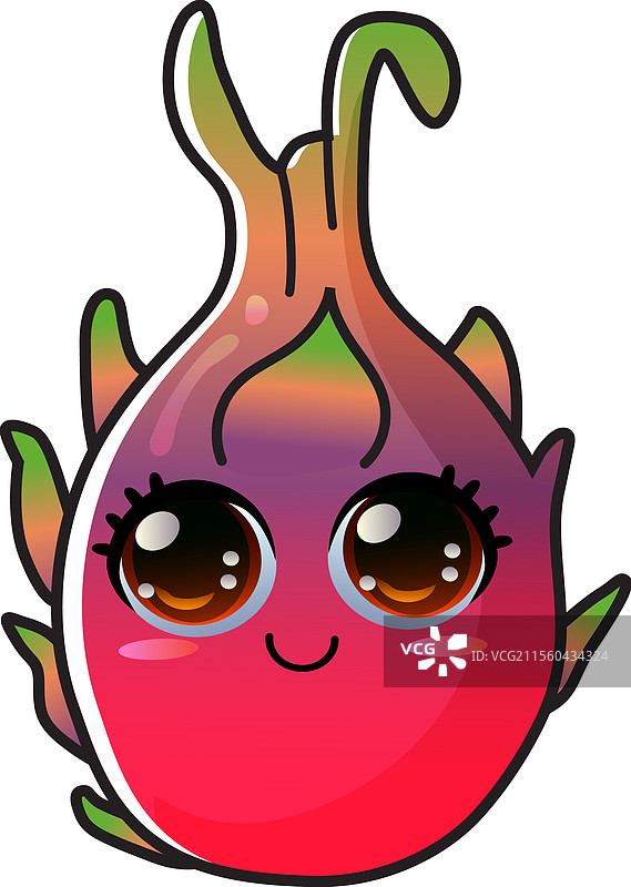 渐变微笑的火龙果卡通贴纸图片素材