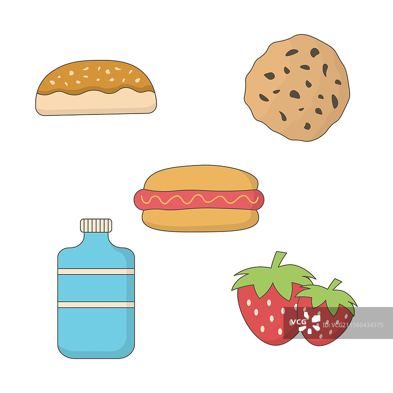 热狗饼干面包食品和饮料组合图片素材