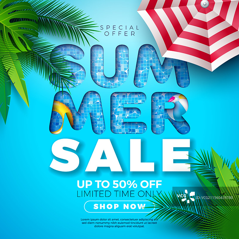 热带风情的夏季促销海报设计模板图片素材