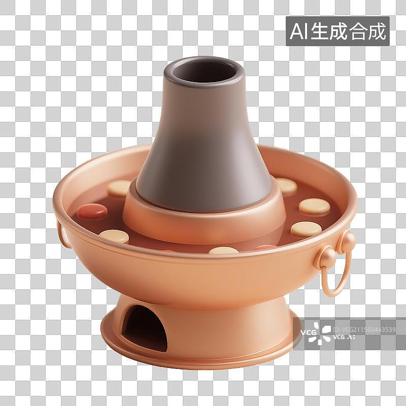 【AI数字艺术】3D渲染，卡通火锅，打边炉，川味火锅，重庆火锅，中国传统美食免抠元素图片素材