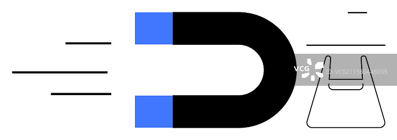 磁铁吸引购物袋的概念图图片素材