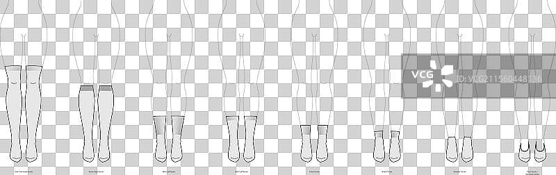 一组袜子长度 - 低帮高低 ankle图片素材