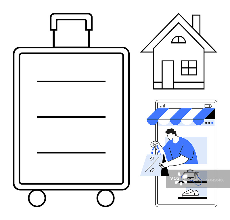 在线购物和家庭配送概念图片素材