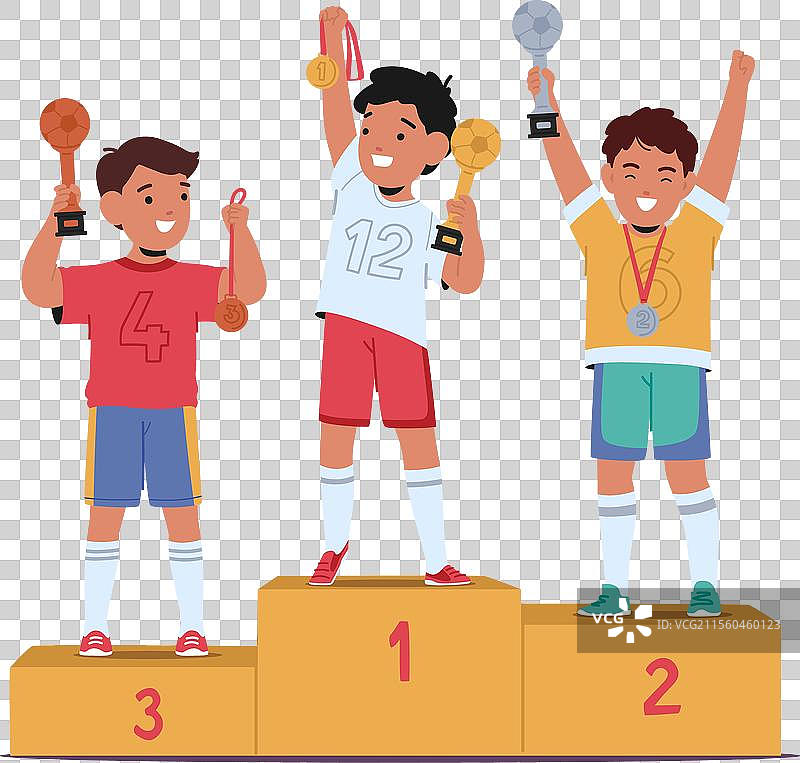 三个欢快的年轻足球运动员站在一起图片素材