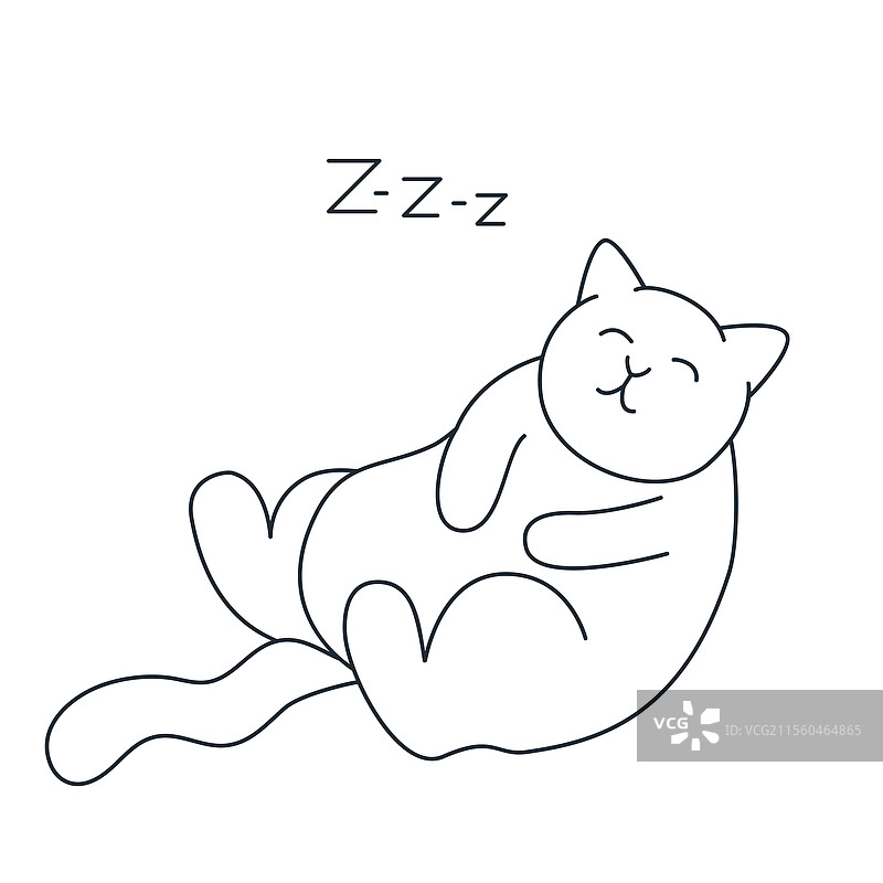 手绘的胖猫在睡觉图片素材