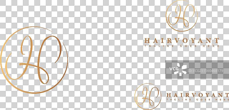 抽象的初始圆形字母h或hh标志图片素材