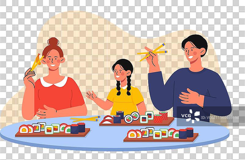 家庭寿司时光概念图片素材