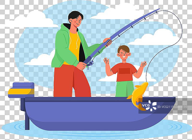 和父亲钓鱼图片素材