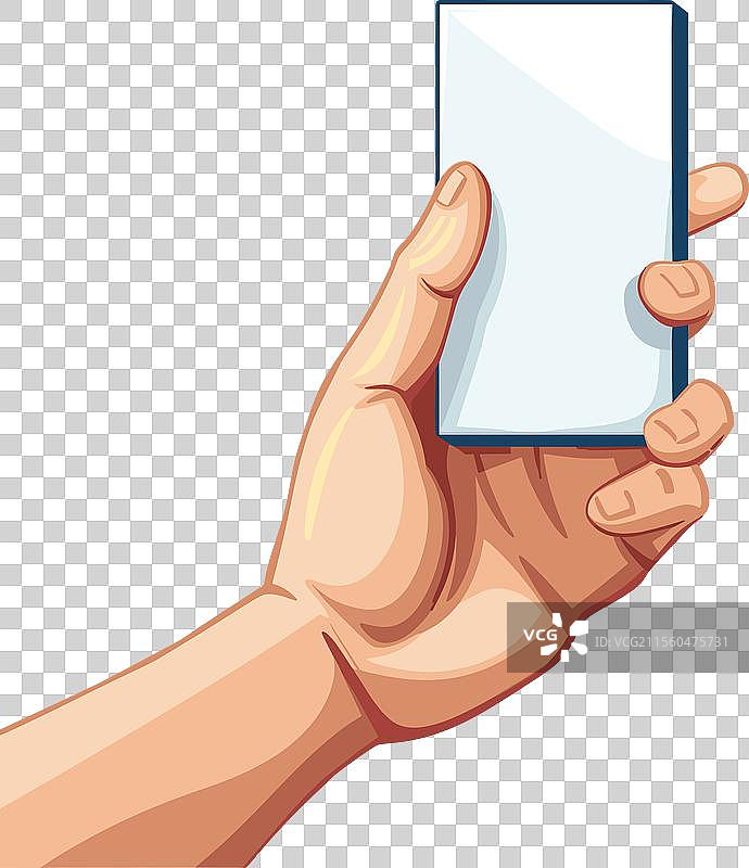 手握智能手机，屏幕空白图片素材