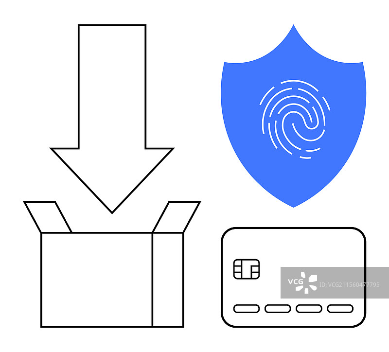 安全在线交易概念与向下的箭头图片素材