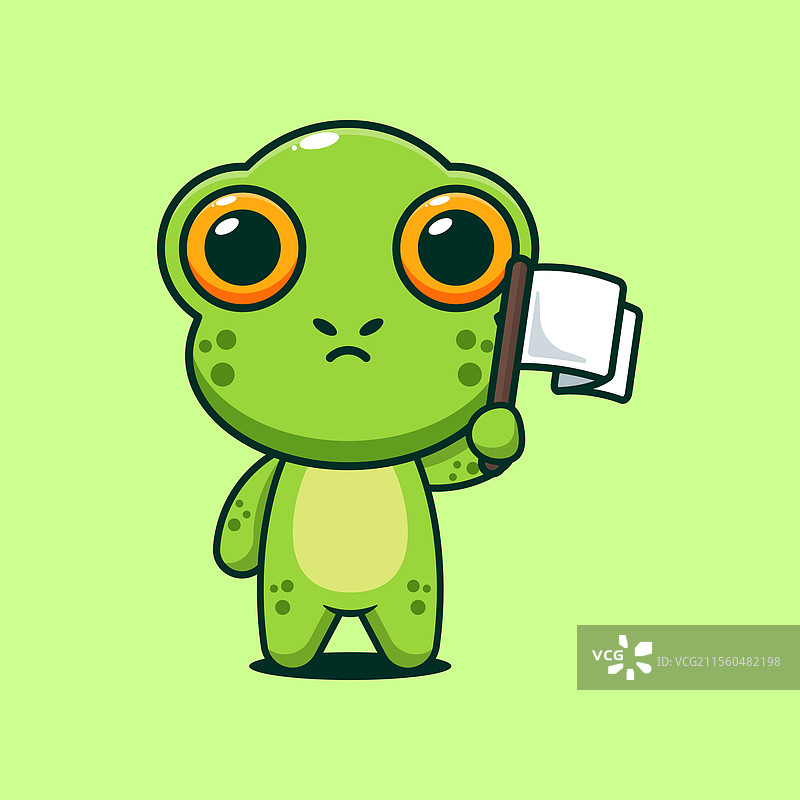 可爱的青蛙举着白旗的卡通形象图片素材