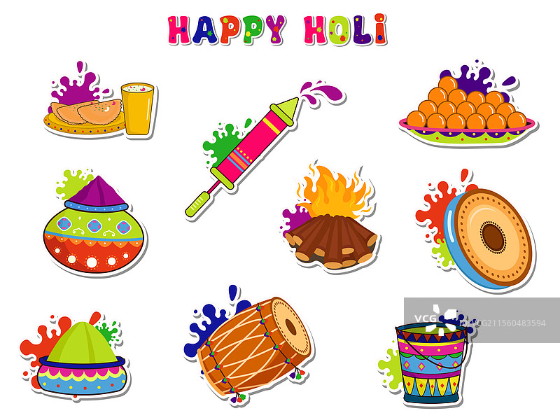 霍利节贴纸收藏图片素材