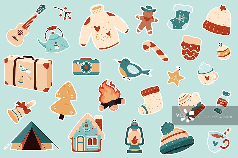 冬季假期旅行礼物，冬季针织毛线制品图片素材