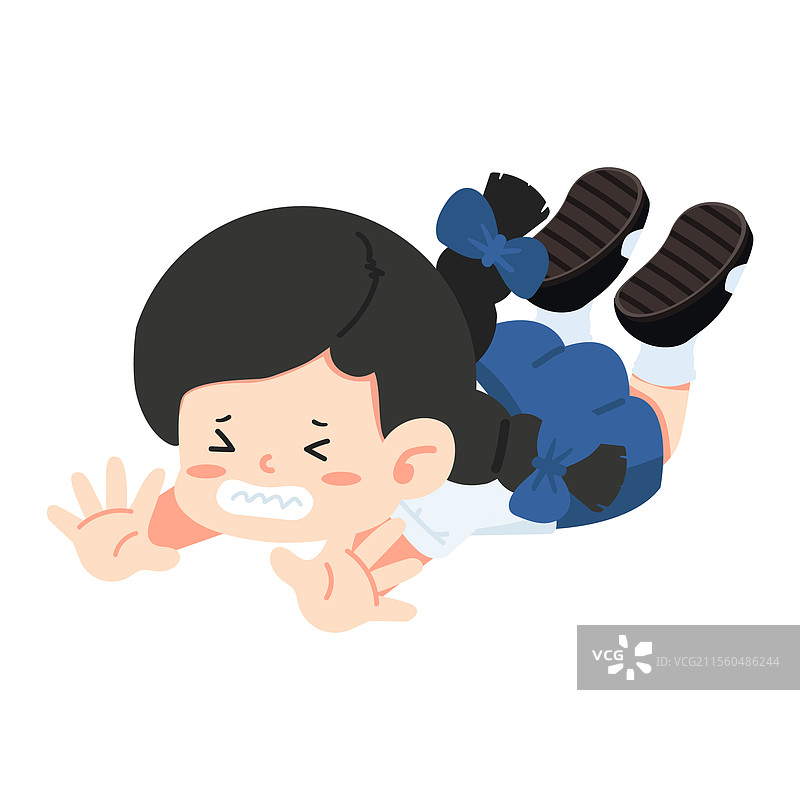小女孩不小心摔倒在地上图片素材