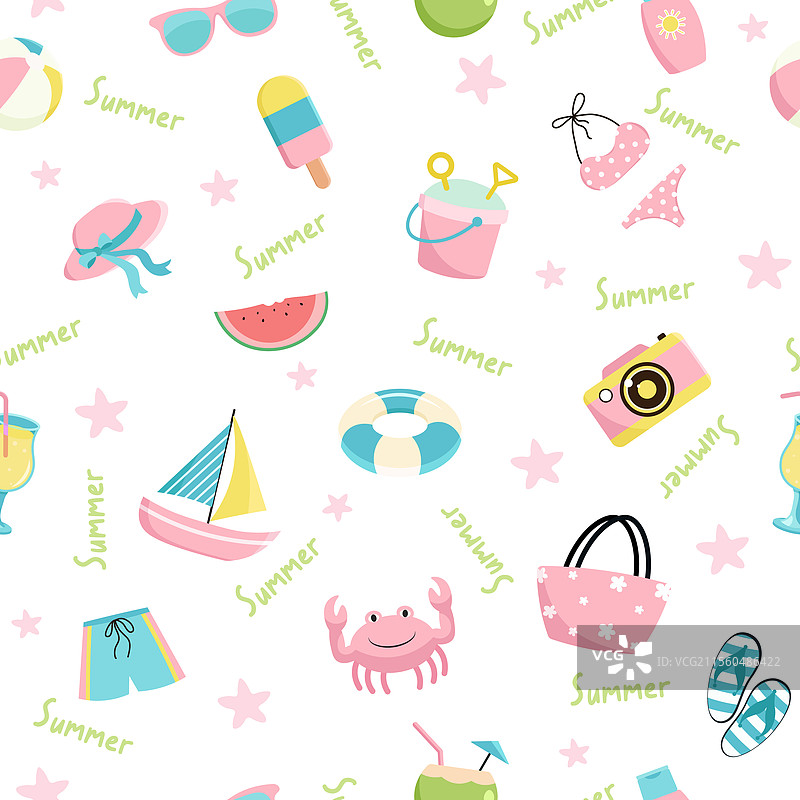 夏季旅行假期无缝图案图片素材