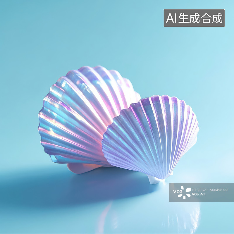 【AI数字艺术】幻彩镭射贝壳图片素材