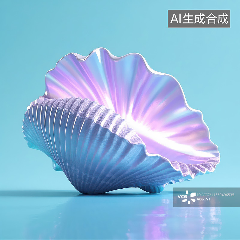 【AI数字艺术】幻彩镭射贝壳图片素材