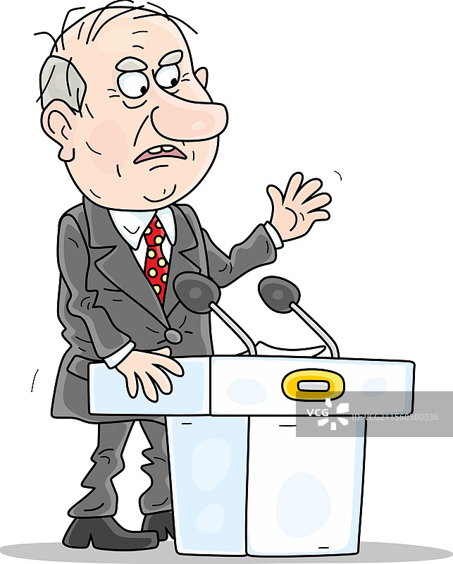 愤怒的政治家在简报会上发言图片素材