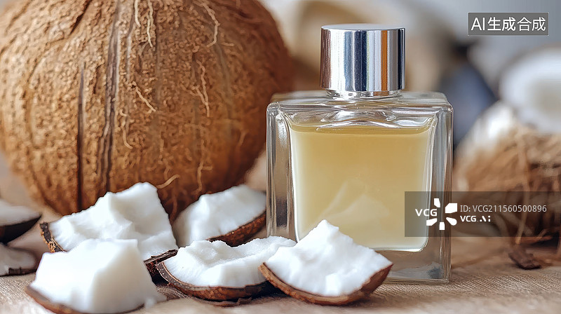 【AI数字艺术】椰子油与新鲜椰子图片素材