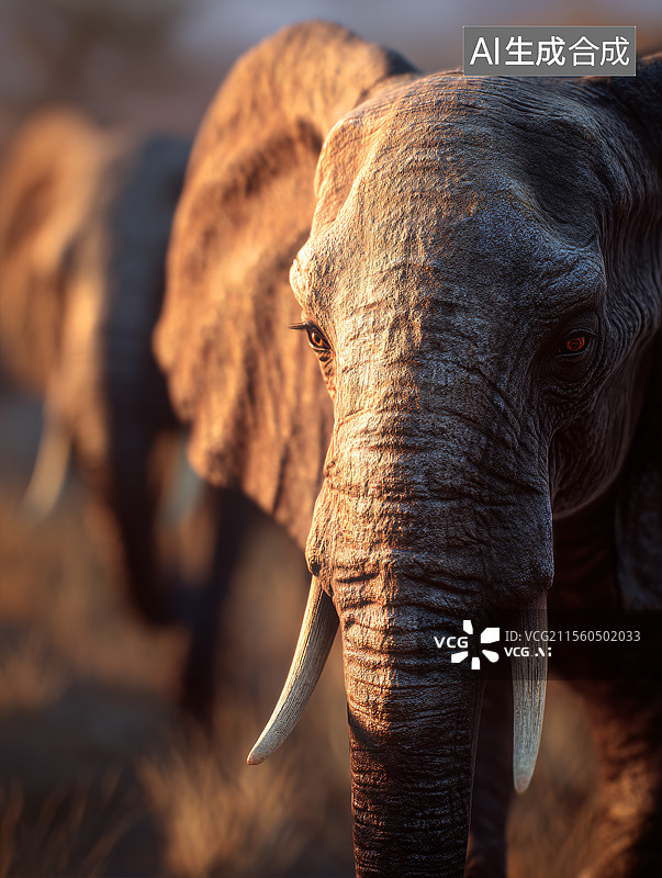【AI数字艺术】非洲大草原上的象群图片素材