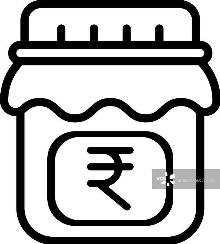 一个装有印度卢比货币的罐子轮廓图片素材