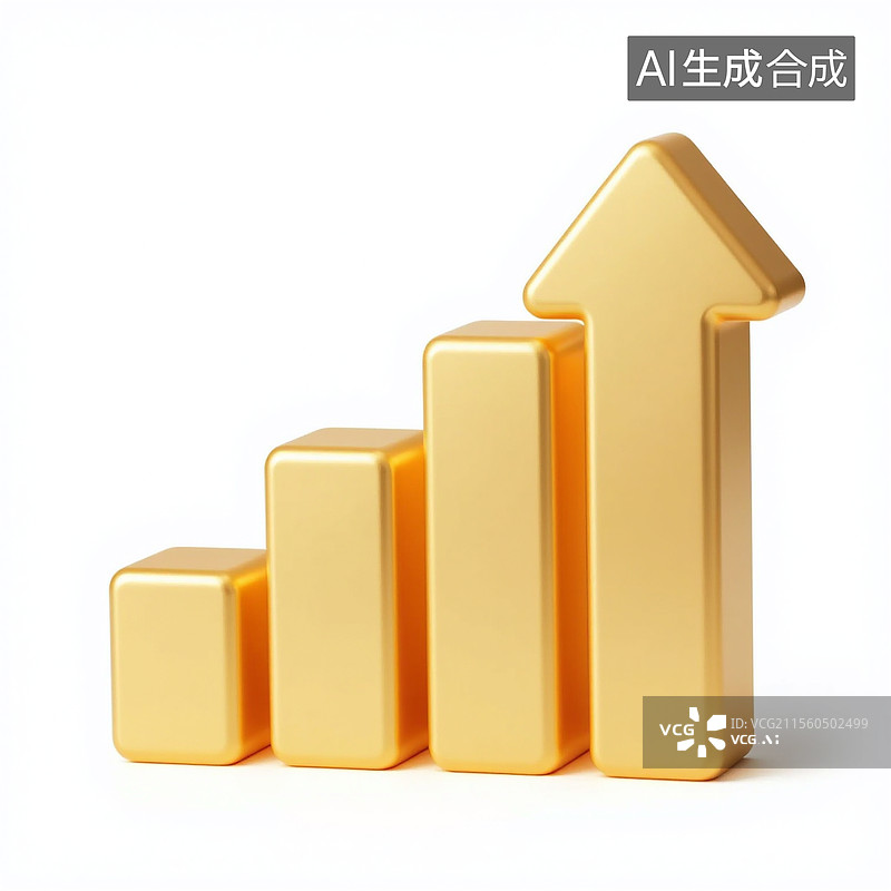 【AI数字艺术】3D金色柱状图标图片素材