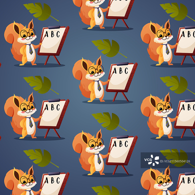 无缝图案与松鼠老师图片素材