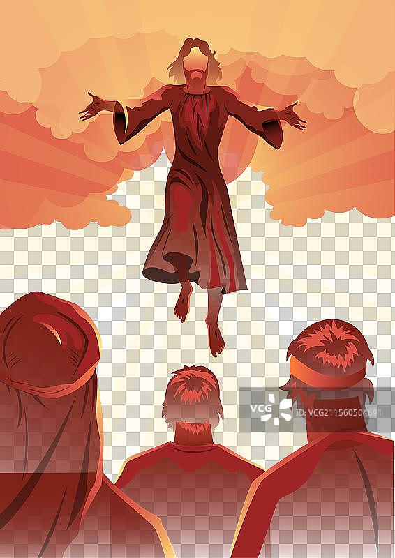 耶稣在天空中与他的门徒们观看图片素材