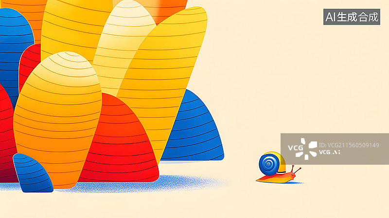 【AI数字艺术】2D卡通蜗牛趣味插画常规图片素材