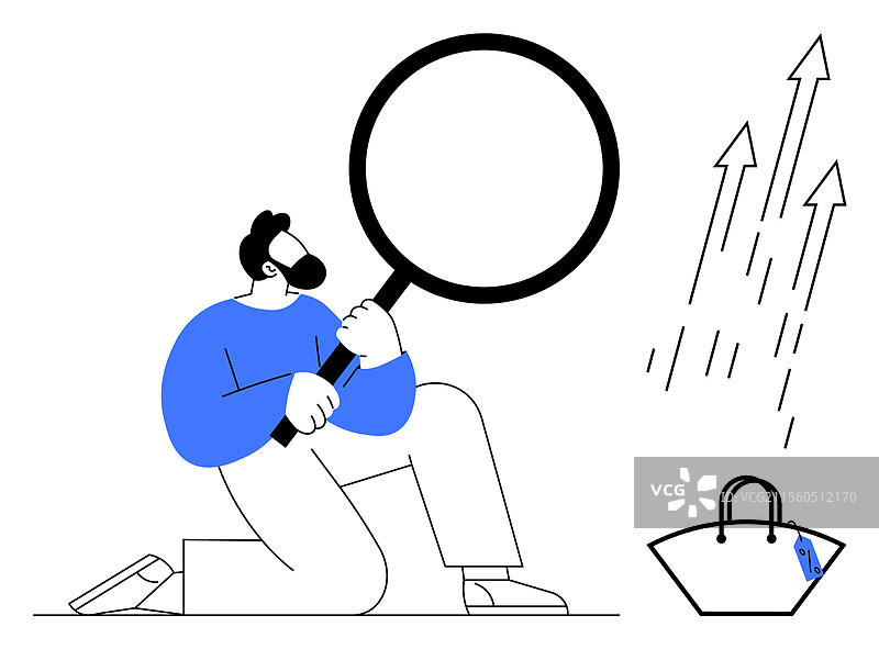 使用放大镜调查生长的男人图片素材