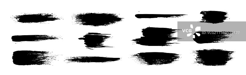 黑色画笔套装，孤立在白色背景上图片素材