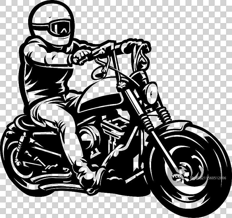 摩托车骑士单色剪影图片素材